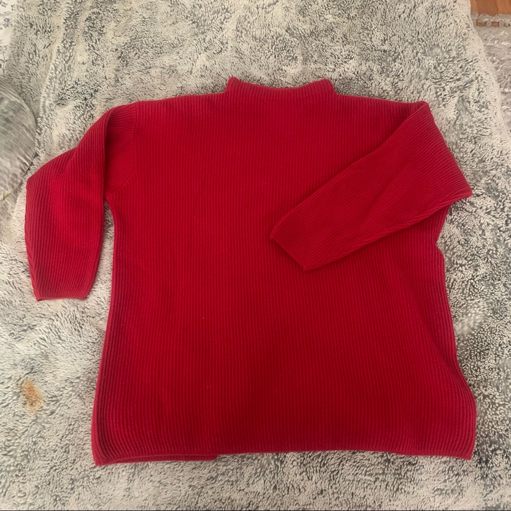 Red turtleneck sweater